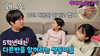5학년때는 같은반 안하고 다른반 한다는 뚜아뚜지.. 이를 들은 아빠의 찐반응은?? 그런데 뚜지는 왜 울어?? 반전주의;; 가족일상 브이로그 | 뚜아뚜지TV