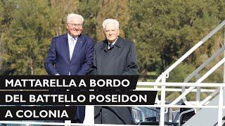 Mattarella sale a bordo del battello Poseidon al molo di Colonia