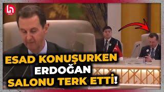 Erdoğan ile Esad 1 yıl sonra aynı kareye girdi, Esad konuştuğu esnada Erdoğan salonu terk etti!