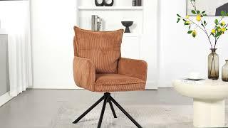 Wahson Modern Brown Office Swivel Chair in Fabric Vanity Task Chair with Metal Legs for Home Bedroom