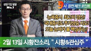 20년2월13일 장전체크포인트 뉴욕증시 최고가! 한국증시도 추가상승 시도! 종목에 집중 금일 봐야할 종목은 이것!