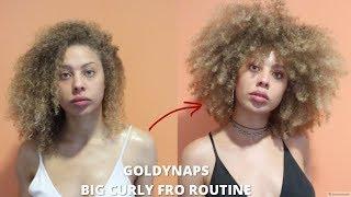 BIG CURLY FRO ROUTINE 3C/4A HAIR | GOLDYNAPS
