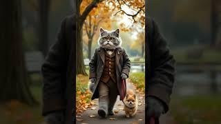 Professor and his dog in a walk #cat #catvideos #cattheprofessor #cutecat