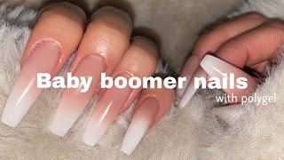 (ENG) 아크릴연장! 냄새때문에 싫다면 폴리젤은 어때요?? Baby boomer nails (with polygel) 셀프젤연장