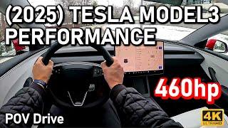 (2025) 460hp TESLA Model 3 Performance Winter POV Drive