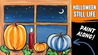 EP226- 'Halloween Still Life' pumpkins in the windowsill Halloween night inspired acrylic tutorial