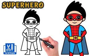 How To Draw A SUPERHERO - Spiderman Kid | Step By Step Drawings