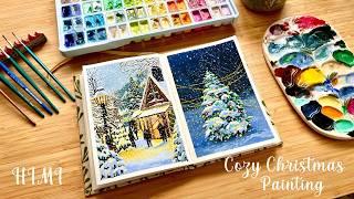 Relaxing Christmas Landscape Painting Vlog ⎪HIMI Gouache 