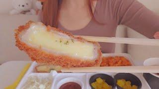 ira ASMR️ l Cheese Pork Cutlet + Kimchi Fried Rice l Eating Sound l Mukbang️