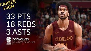 Jarrett Allen 33 pts 18 rebs 3 asts vs Wolves 23/24 season