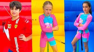 Nastya and friends help each other to win in the challenge