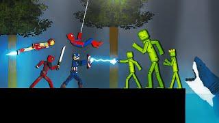 Super Heroes vs Melon Playground on Sea With Shark in People Playground