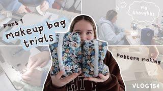 make up bag trials! trialing a bunch of methods and designing my own pattern PART 1 VLOG154