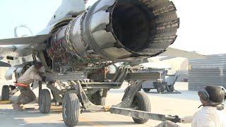 F-16 Fighter Jet Engine Removal (HD)