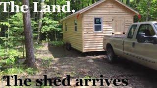 The Amish shed shack made it to the off grid property. Tiny home time!