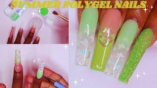 EASY GLITTER ENCAPSULATED SUMMER POLYGEL NAILS | How To Ombre