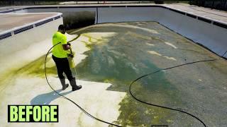 "This was a nasty clean up" Abandoned Pool Transformation #pressurewashing #timelapse