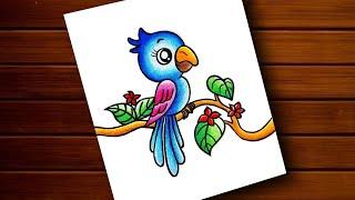 Bird Scenery Drawing || How to Draw Bird Scenery Step by Step || Bird Drawing for Beginner's....