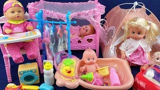 9 Minutes Satisfying with Unboxing Cute Doll Playset, Baby Bathtub Toys Review | ASMR