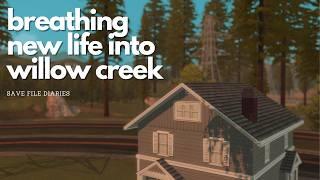  I Turned Willow Creek into a PNW town! || PLUS mini speedbuild || Save File Diaries