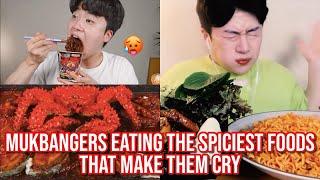 mukbangers eating the SPICIEST foods that make them cry