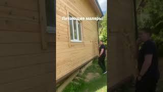 Безвоздушная покраска деревянного дома. Летающие маляры