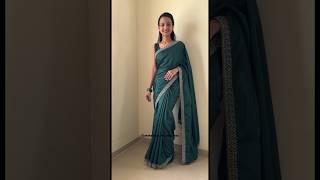 Open Pallu Saree Draping Navratri Day 6 #greencolor #saree #shorts @GroomingwithUtkarsha