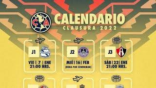 CALENDARIO CLUB AMÉRICA 2022 COMPLETO