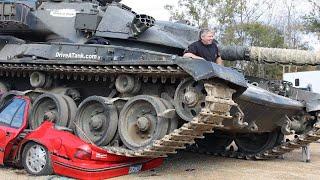 Amazing Dangerous Biggest Tank and Bulldozer Destroy Car - Heavy Equipment Machines Crushing Car