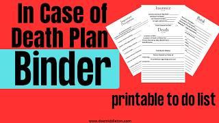 In Case of Death Plan Binder