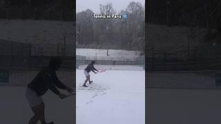 Tennis in the snow in Paris* (Clamart) today for Liam Branger and Adrien Gobat ️#tennis