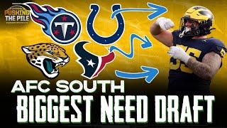 Drafting Solutions to the AFC South's BIGGEST NEEDS: Texans Bolster OL, Jaguars Get Stout DL | PTP
