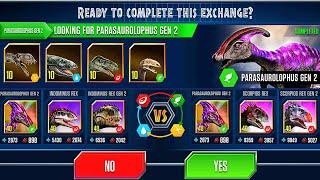 LOOKING FOR PARASAUROLOPHUS GEN 2 VS SCORPIOS REX VS SCORPIOS REX GEN 2 | JURASSIC WORLD THE GAME