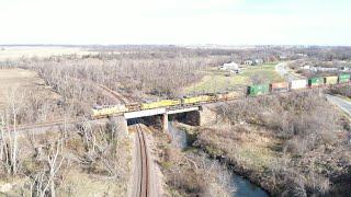 HIGH SPEED UNION PACIFIC OVER THE IRON CROSS! FALL FARM TILLAGE AND LARGE AG PROCESSOR DRONE VIEWS!