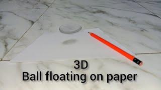 3D Ball floating on paper /3d art on paper