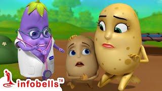 ఐదు ఆలూ పిల్లలు మంచం మీద దూకుతున్నారు-Aloo's Number Song | Telugu Rhymes for Children | Infobells