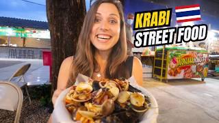 8 MUST TRY THAI STREET FOODS IN KRABI THAILAND | KRABI STREET FOOD TOUR | THAI SEAFOOD + HALAL FOOD