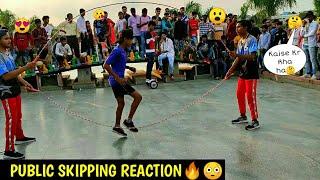 crazy public Reaction rope skipping || public flip reaction 