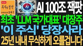 [주식] AI 100조 투자 잭팟 이재명 정부 최초 'LLM 국가대표' 대장주 '이 주식' 당장 사라! 25년 내내 무식하게 오를겁니다 주가 주가전망 주식추천 디에스경제뉴스 또바기