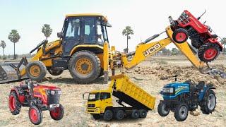 Jcb 3dx Eco backhoe working on mitti sonalika tracto loading l Jcb tractor l Jcb l gadi video