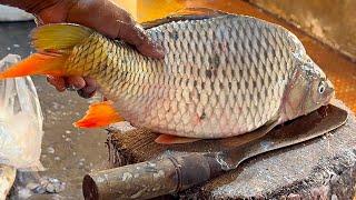 Amazing Big Carp Fish Cutting & Chopping By Expert Fish Cutter | Fish Cutting Skills