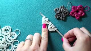 Rainbow Loom Band Flower Charm - New Loomless Design | Tutorial