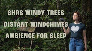 8HR Ambience of Windy Trees & Distant Windchimes for Sleep | ASMR