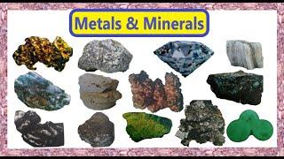 Metals and minerals | Names of metals and minerals | Commonly available metals and minerals