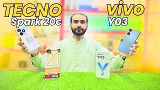 tecno spark 20c vs vivo y03 complete unboxing and review