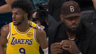 LeBron Looks on as Bronny James Scores His 1st Lakers Bucket in NBA Preseason Action! 