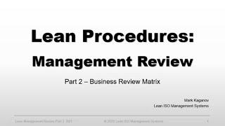 Lean ISO Management Review | Business Review Matrix | Management Review Meeting Minutes Example