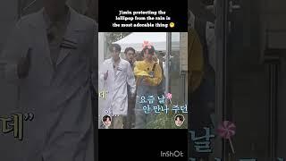 Jimin protecting his lollipop from rain is the most adorable thing  #shorts #jimin #bts #parkjimin