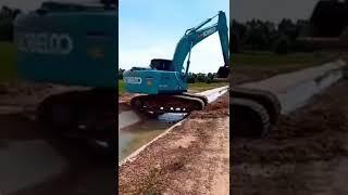 EXCAVATOR CROSSING OPEN IRRIGATION CANAL, #SHORTS