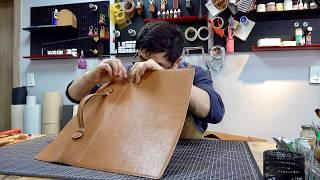 How a Craftsman Who Has Been Making Handcrafted Bags for 10 Years Makes a Cowhide Briefcase